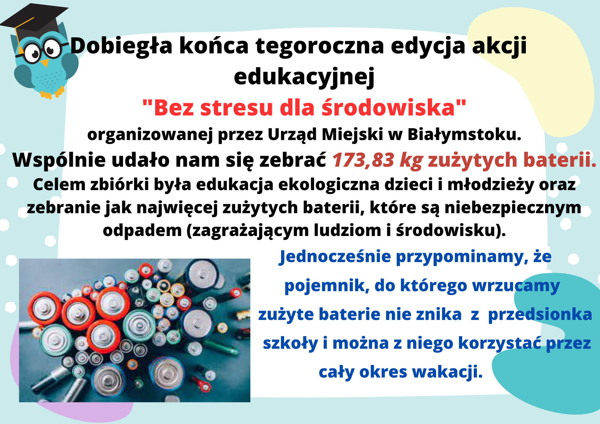 plakat informujący o zbiórce baterii