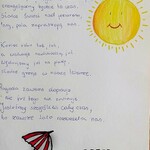 zdjęcie wiersza o lecie i wakacjach ręcznie napisany i ozdobiony przez ucznia