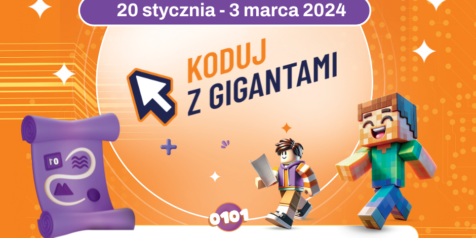 Plakat promujący warsztaty Giganci Programowania