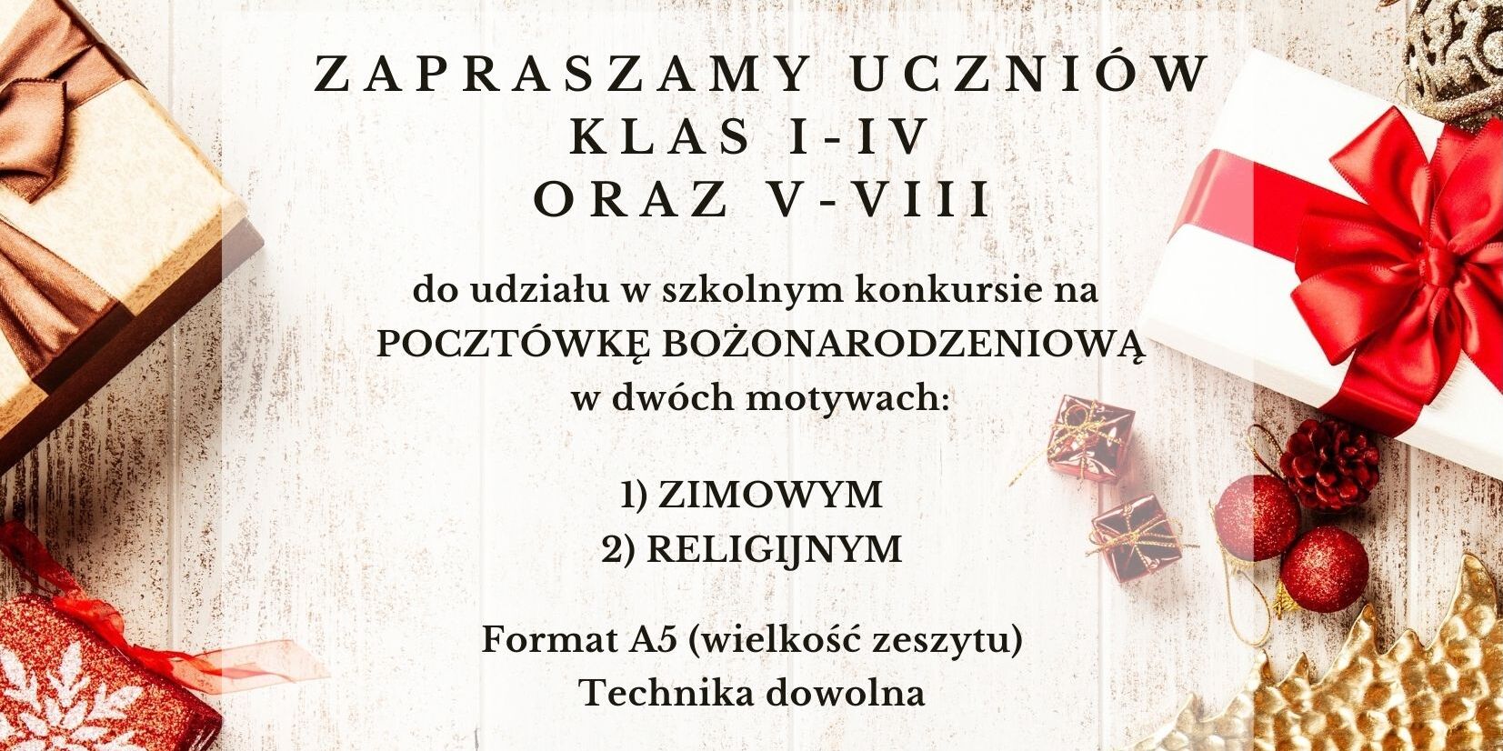 ogłoszenie o konkursie na pocztówkę bożonarodzeniową