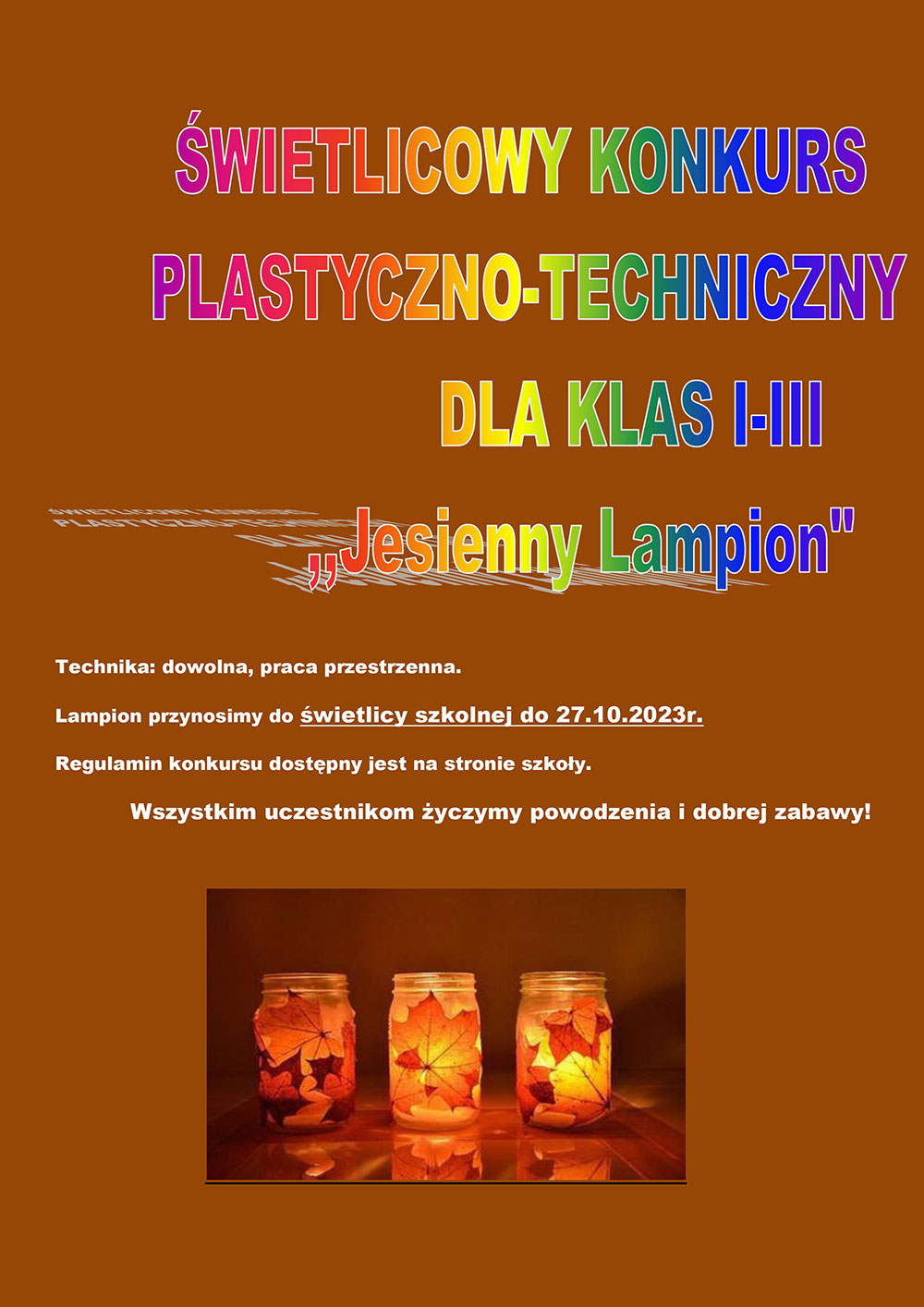Plakat promujący konkurs świetlicowy Jesienny Lampion.