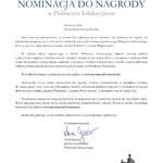 List z informacją o nominacji nauczyciela