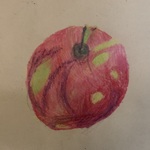Rysunek jabłka wykonany przez czwartoklasistę.