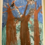 Praca ucznia z drzewami.
