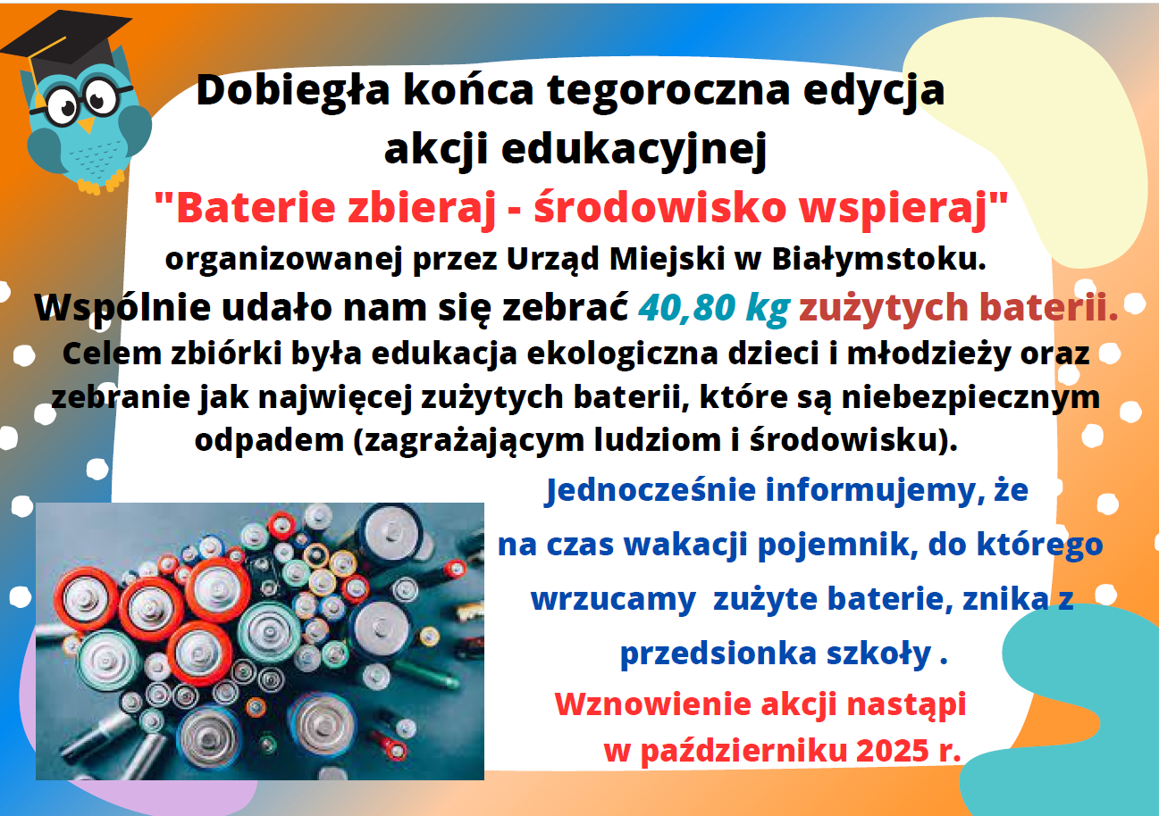Plakat akcji zbierania baterii.