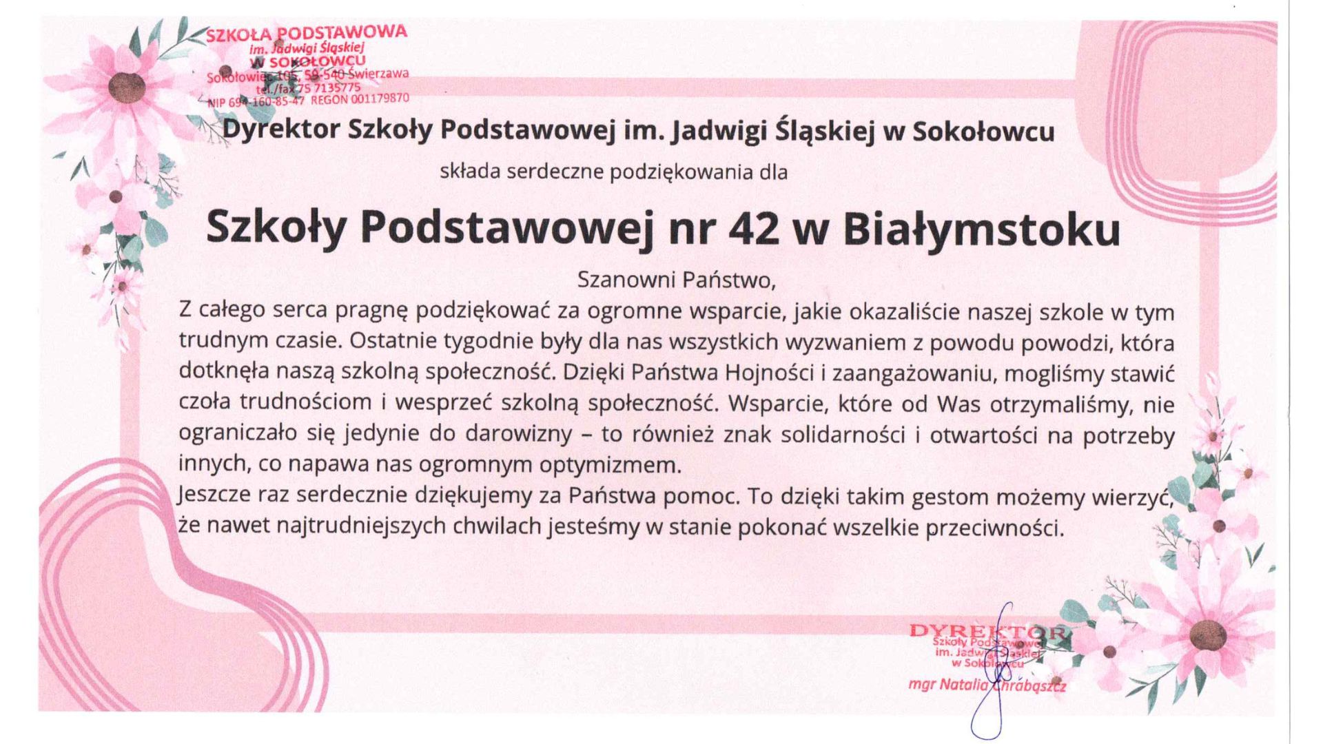 Podziękowanie za pomoc