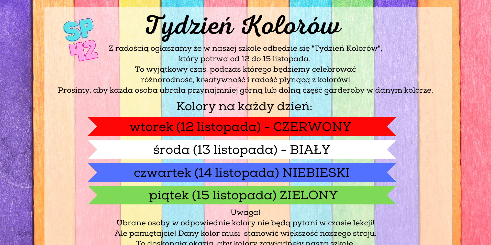 Plakat z ogłoszeniem o Tygodniu Kolorów