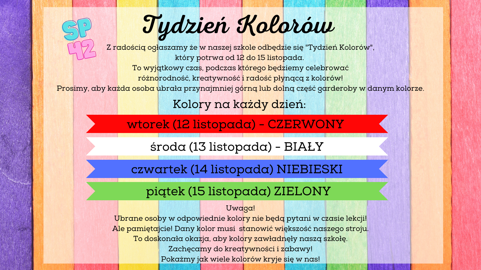 Plakat z ogłoszeniem o Tygodniu Kolorów