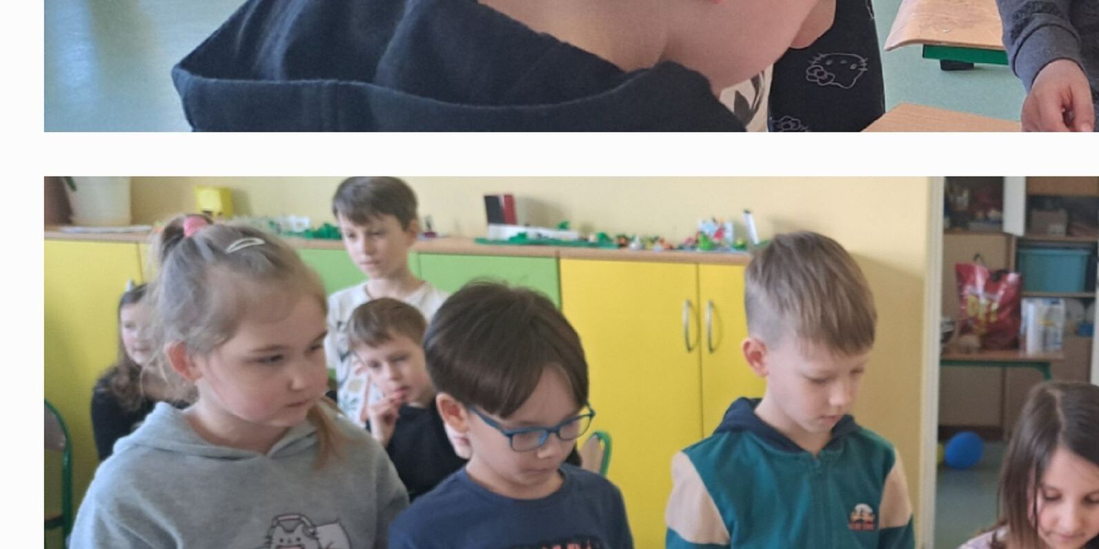Chłopcy i dziewczynki podczas przygotowywania gofrów
