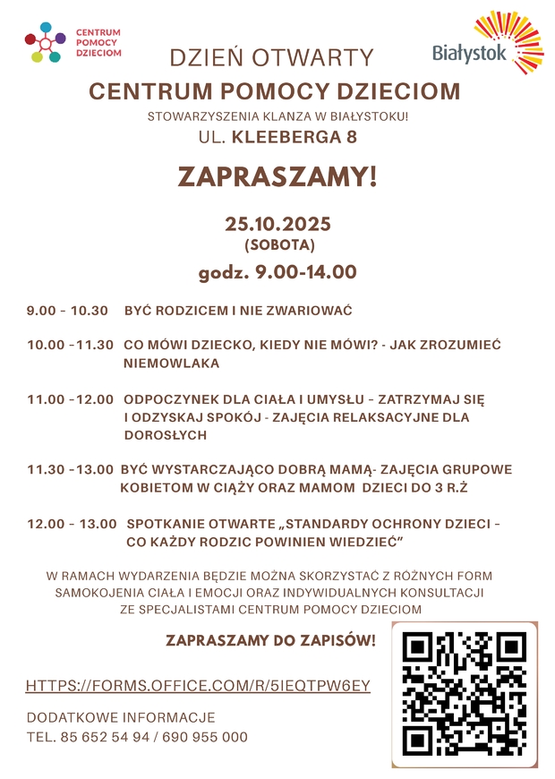 Zapraszamy! Dzień otwarty w Centrum Pomocy Dzieciom Stowarzyszenia KLANZA w Białystoku!