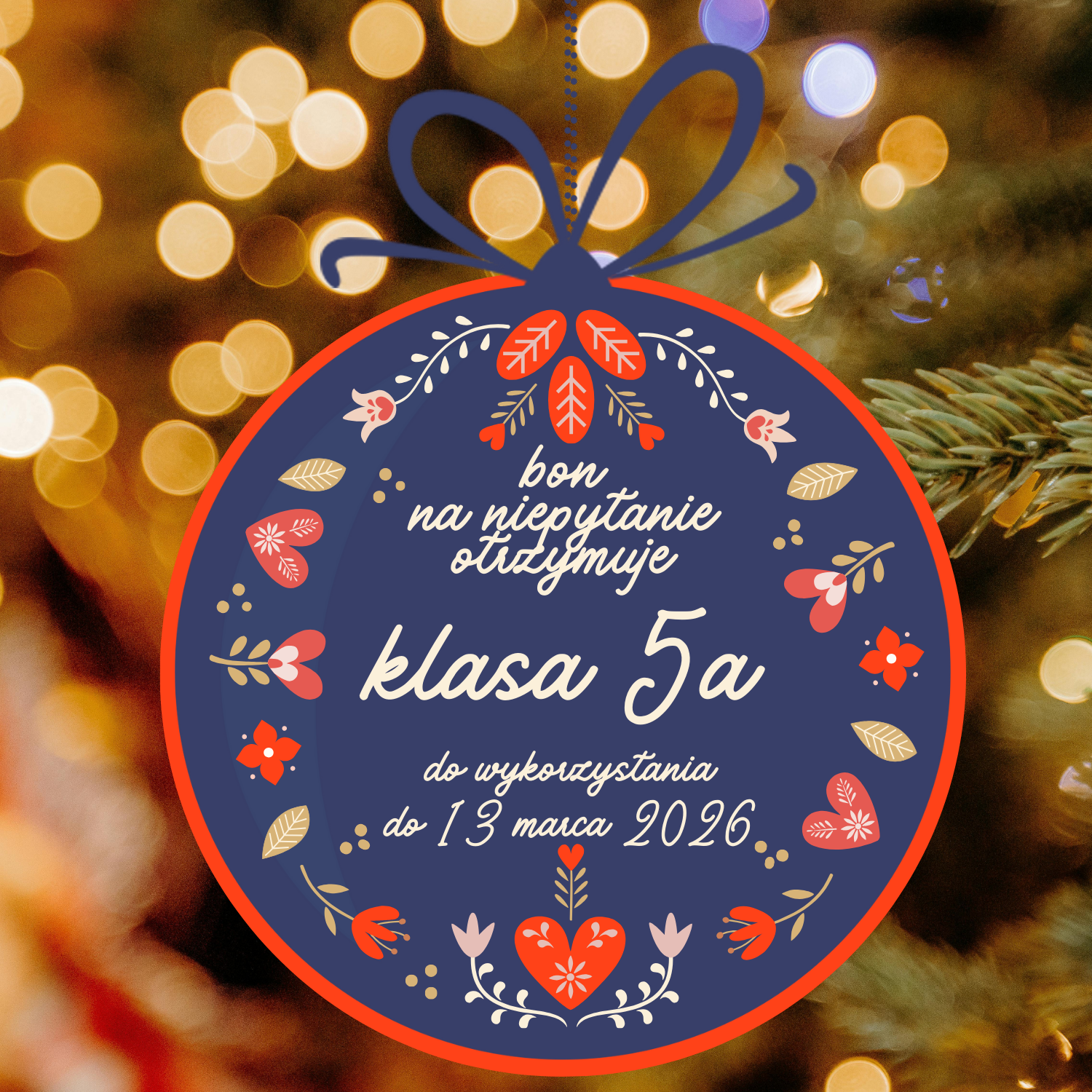 Navy Blue Red Pink Scandinavian Floral Christmas Card Square.png