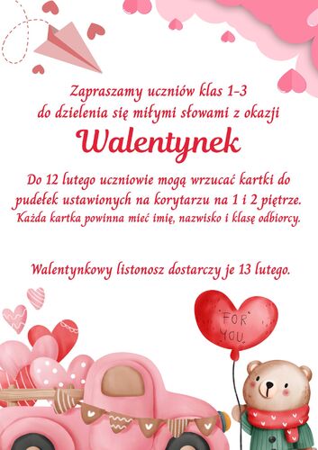 Zapraszamy uczniów klas 1-3 do dzielenia się miłymi słowami z okazji