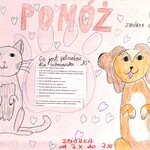 Plakat promujący zbiórkę narysowany przez uczniów