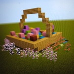 Koszyk wielkanocny stworzony przez ucznia w aplikacji Minecraft