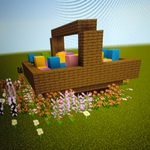Kosz wielkanocny stworzony przez ucznia w aplikacji Minecraft