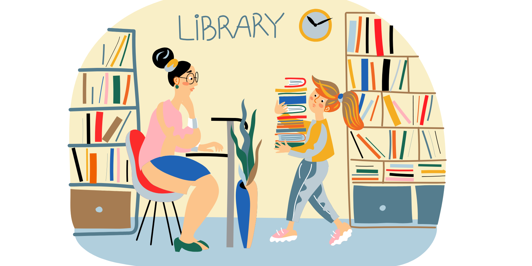 Dziewczynka oddaje książki do biblioteki