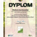 Dyplom Białowieskiego Parku Narodowego dla Marleny Łyczkowskiej