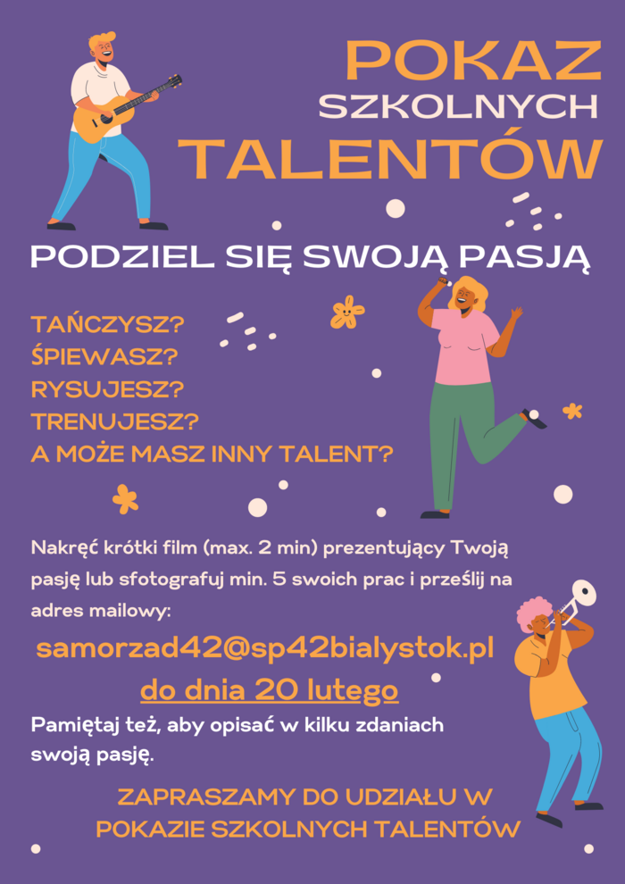 plakat promujący Przegląd Szkolnych Talentów