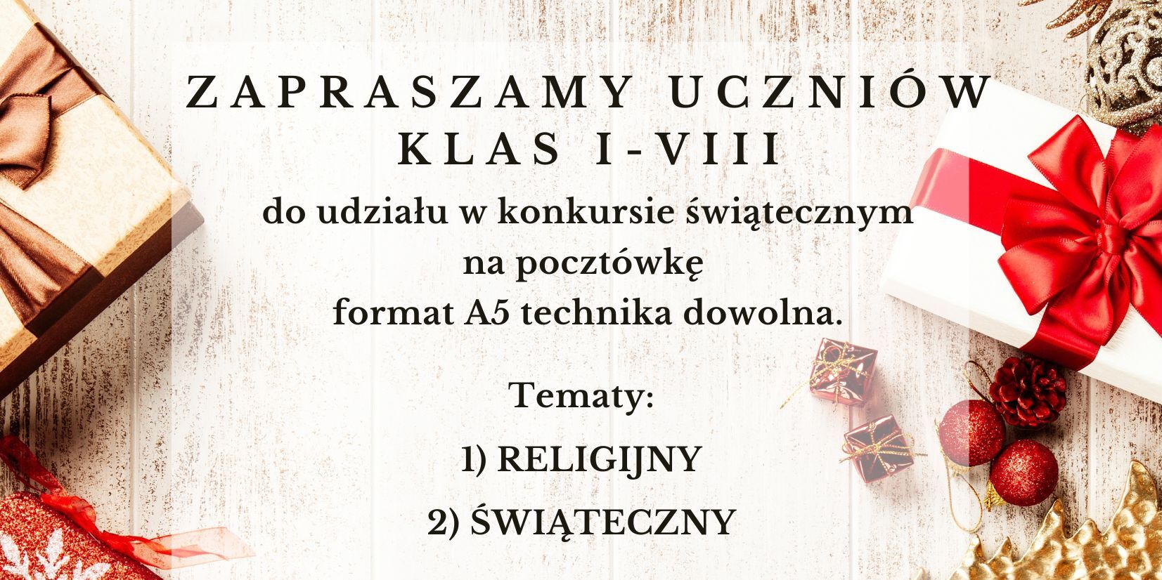 Plakat promujący konkurs na pocztówkę świąteczną